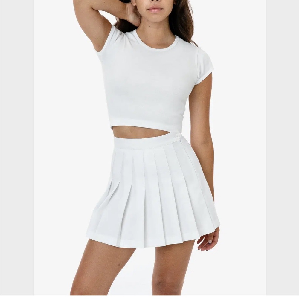 American Apparel White Pleated Tennis skirt